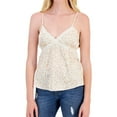 thumbnail image 1 of Hippie Rose Womens Stain Lace Trim Cami Tank Top, Beige, Juniors, Large, 1 of 1