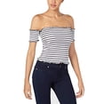 thumbnail image 1 of Juniors' Smocked Off-The-Shoulder Crop Top Black L, 1 of 1