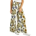 thumbnail image 1 of Juniors' Smocked Wide-Leg Pants Tropical Leaf Print XL, 1 of 1