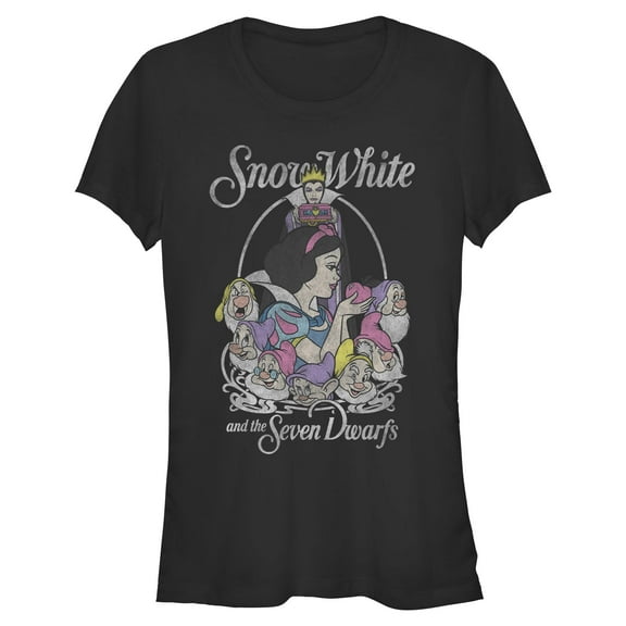 Juniors Snow White and the Seven Dwarfs Classic Characters Distressed T Shirt