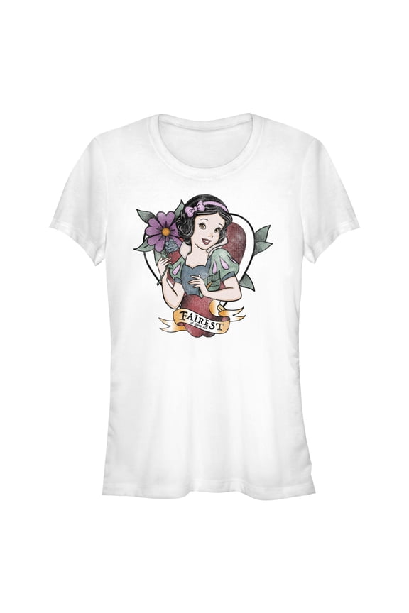 Juniors Snow White and the Seven Dwarfs Fairest Tattoo T Shirt