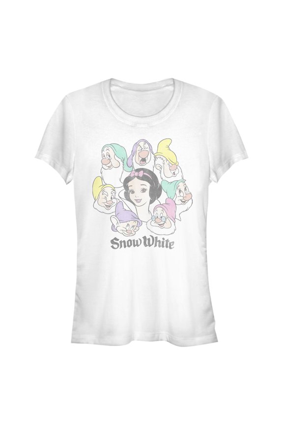 Juniors Snow White and the Seven Dwarfs Princess and Dwarf Group Portraits T Shirt