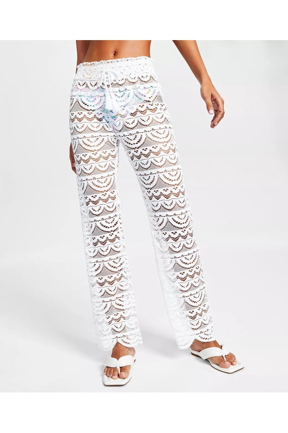 Juniors' Solid Crochet Cover-Up Pants, Created for