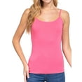 thumbnail image 1 of Juniors Solid Plain Adjustable Spaghetti Strap Layering Cropped Camisole Tank Top (Candy Pink, M), 1 of 4