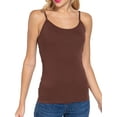thumbnail image 1 of Juniors Solid Plain Adjustable Spaghetti Strap Layering Cropped Camisole Tank Top (Sepia, S), 1 of 4