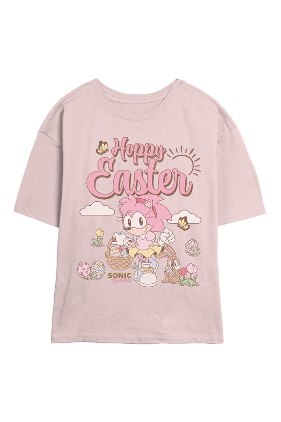 Juniors Sonic the Hedgehog Happy Easter Amy Rose T Shirt