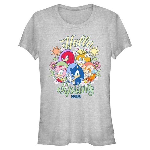 Juniors Sonic the Hedgehog Hello Spring Faces T Shirt