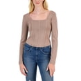 thumbnail image 1 of Juniors' Square-Neck Corset Sweater Top Mocha Rose XL, 1 of 1