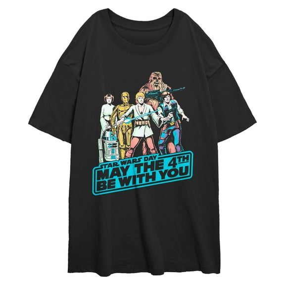 Juniors Star Wars May The Fourth Retro Group Shot T Shirt