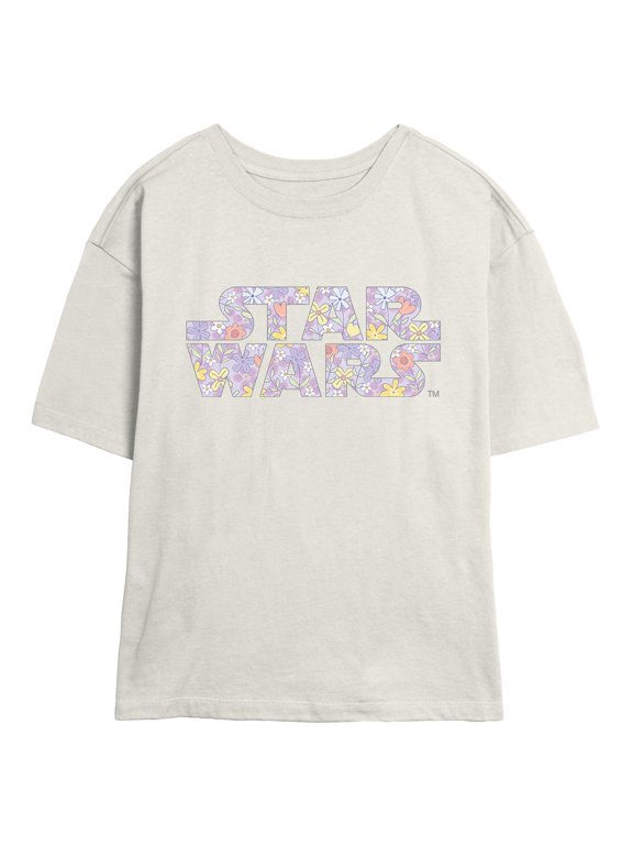 Juniors Star Wars Spring Flower Logo T Shirt