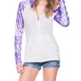 thumbnail image 1 of Kavio! Juniors Static Print Cnst. Raglan Long Sleeve Zip Hoodie w. Pouch Off White/Grape L, 1 of 2