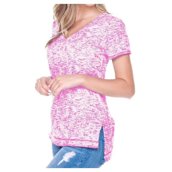 Juniors Static Jersey Print V Neck Edge Short Sleeve, Style JJP0652