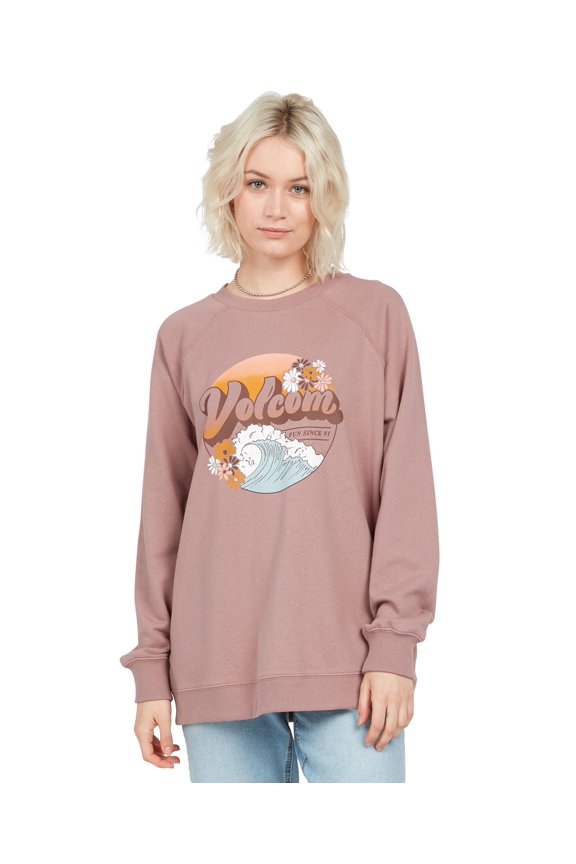 Juniors' Stone Magic Fleece Boyfriend Graphic Sweatshirt Raisin XL