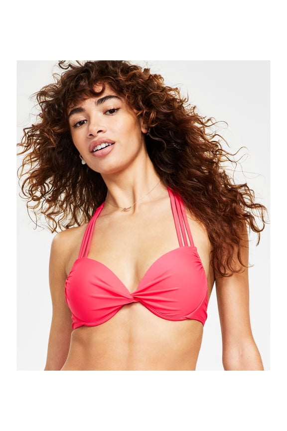 Juniors' Strappy Underwire Push-Up Bikini Top Red S