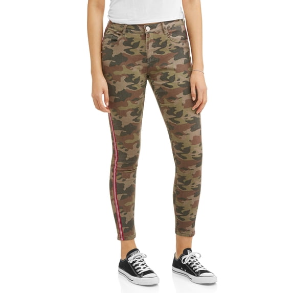Juniors' Stretch Twill Side Stripe Pants