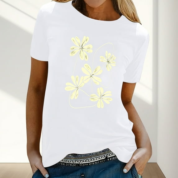 Zunfeo Juniors Summer Tops Women Short Sleeve Flroal Cute Tops Comfort Soft Ladies Blouse