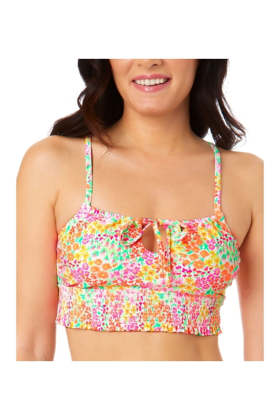 Juniors' Sun Garden Smocked Cami Bikini Top Multi L