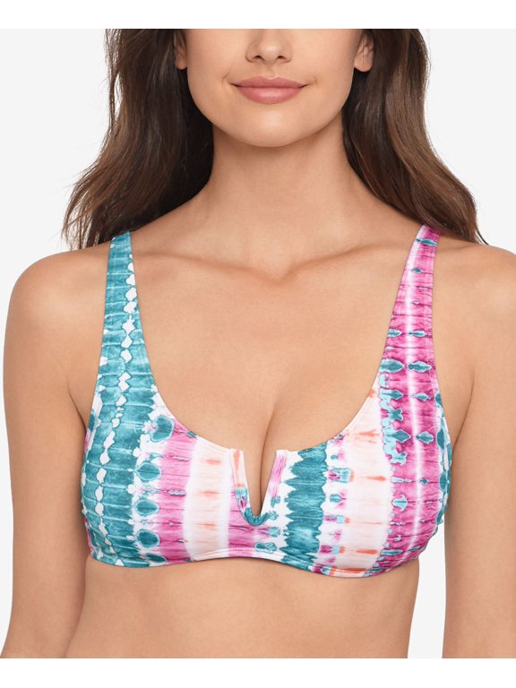Juniors' Sun-Washed Stripe V-Wire Bralette Bikini Top Multi S