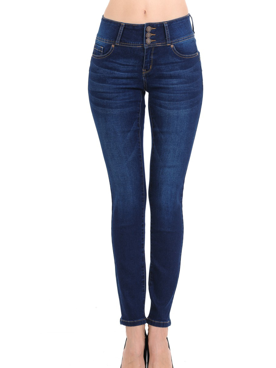 Juniors' Super Stretch 3-Button Waistband Jeans - image 1 of 2