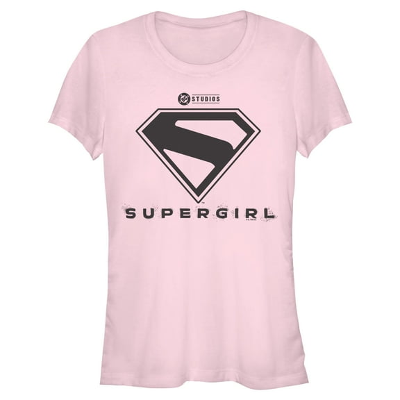 Juniors Supergirl Official Shield Black Logo T Shirt