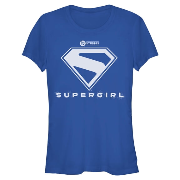 Juniors Supergirl Official Shield White Logo T Shirt