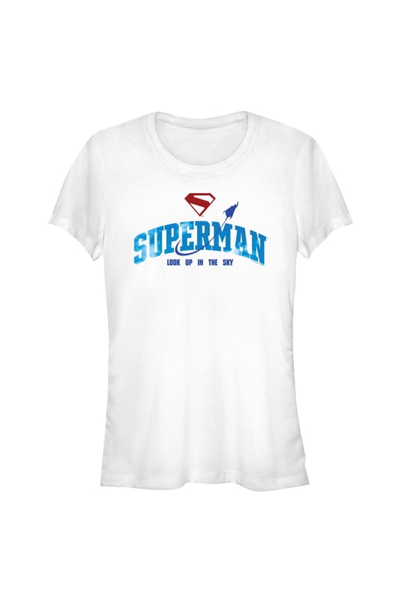 Juniors Superman Look Up In The Sky T Shirt