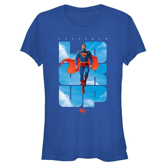 Juniors Superman Look Up Pose T Shirt