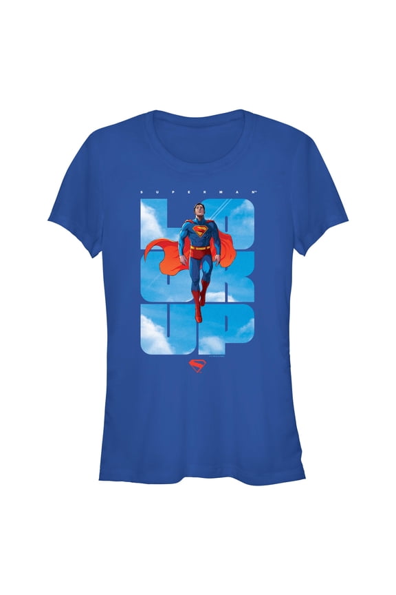 Juniors Superman Look Up Pose T Shirt