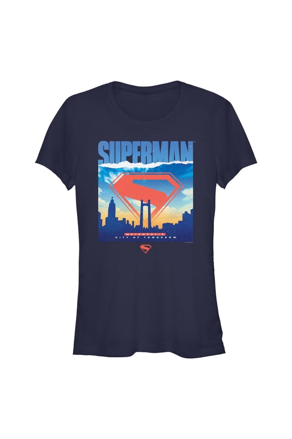 Juniors Superman Metropolis View T Shirt