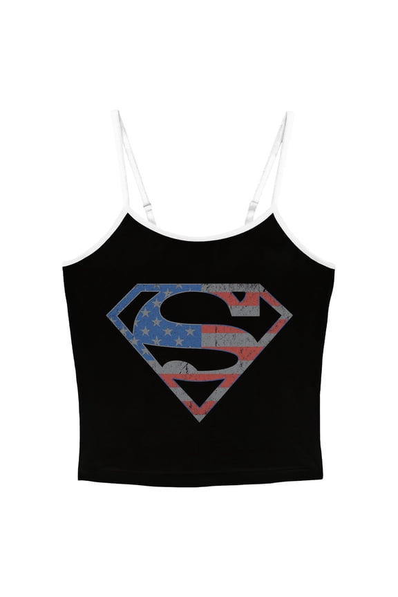 Juniors Superman Stars and Stripes S Shield Tank Top