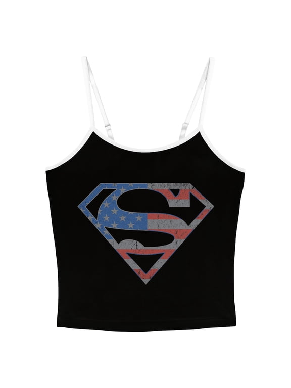 Juniors Superman Stars and Stripes S Shield Tank Top