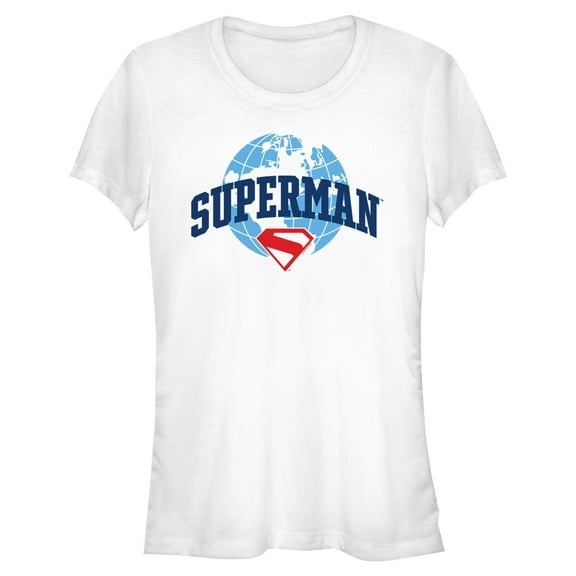 Juniors Superman World Logo T Shirt
