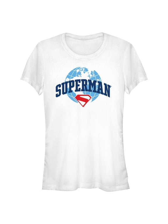 Juniors Superman World Logo T Shirt