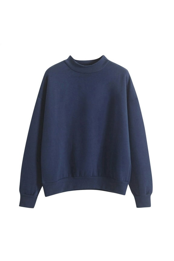 Juniors Sweatshirts & Hoodies O Neck Solid Color Turtleneck Long Sleeve Plus Velvet Features