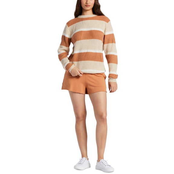 Juniors' Sweetest Dream Striped Crewneck Sweater Toasted Nut Goodie Stripe S