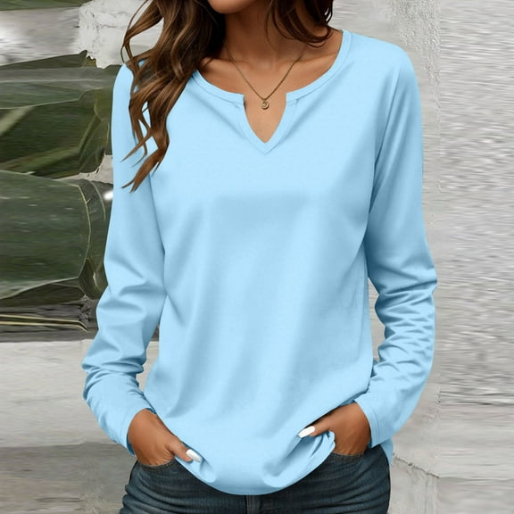 Juniors T-Shirts Fashion Casual Long Sleeve Solid Color Tops Shirts Blouses Tops T Shirts for Women