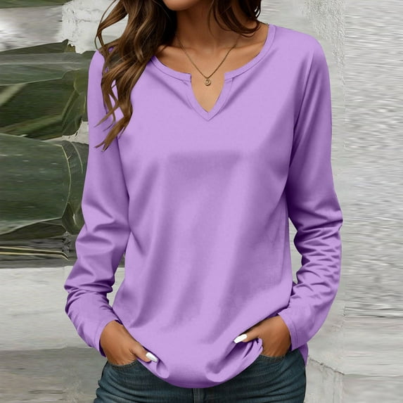 Juniors T-Shirts Fashion Casual Long Sleeve Solid Color Tops Shirts Blouses Tops T Shirts for Women