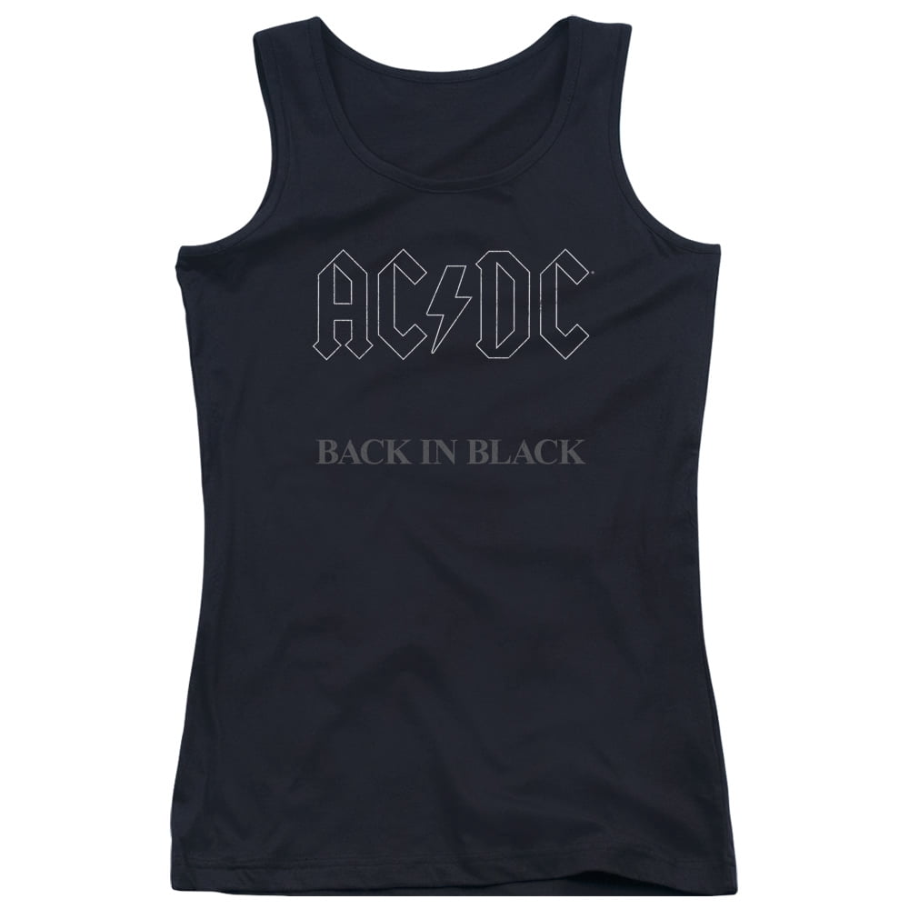Juniors Tank Top: AC/DC- Back In Black Grey Block Logo Womens Tank Tops ...