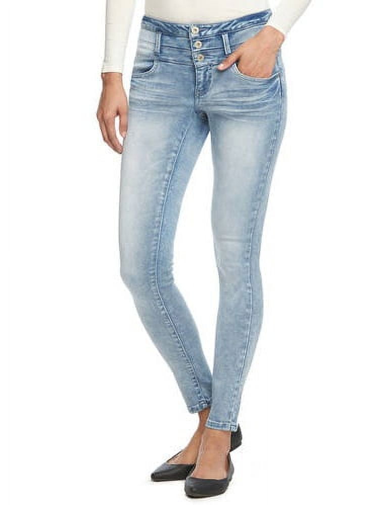 Juniors Tatum Hi Rise Triple Button Rayon Rich Jeans Walmart
