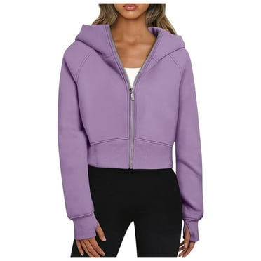 Juniors Teen Girls Casual Long Sleeve Solid Color Zip Up Cropped hoodie Comfy Casual Hoodie Athletic Oversized Workout Sweatshirt Clearance Clothing