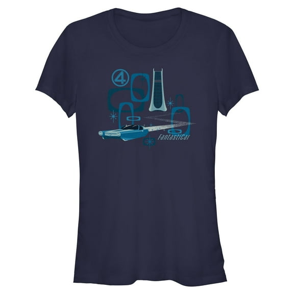 Juniors The Fantastic Four: First Steps Action Car T Shirt