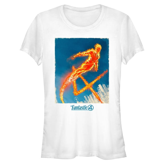 Juniors The Fantastic Four: First Steps Human Torch Sky T Shirt