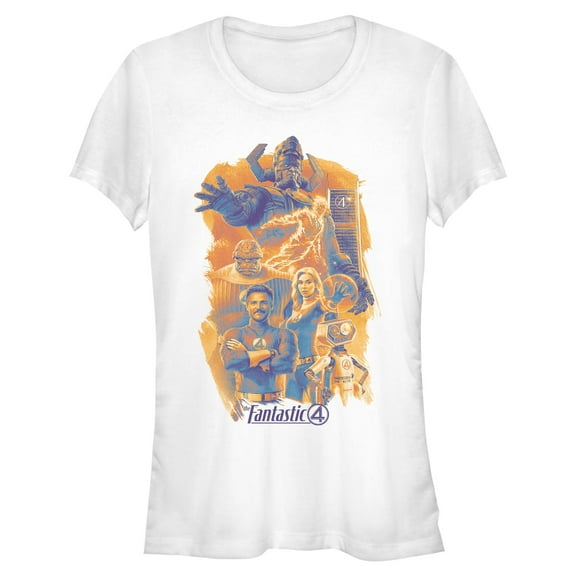 Juniors The Fantastic Four: First Steps Main Characters Art T Shirt