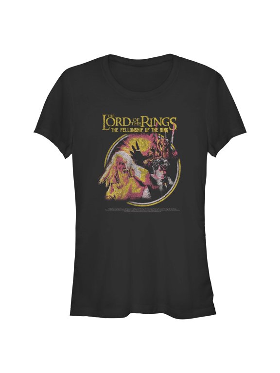 Juniors The Lord of the Rings Fellowship of the Ring Distressed Retro Poster T Shirt