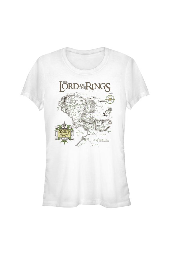 Juniors The Lord of the Rings Middle Earth Map T Shirt