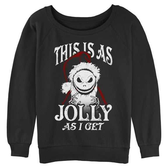 Juniors The Nightmare Before Christmas Jolly Santa Jack Portrait Smile Sweatshirt