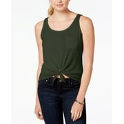 REBELLIOUS ONE Juniors Tie-Front Tank Top Olive S