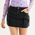 thumbnail image 1 of Juniors' Tinseltown Denim Cargo Mini Skirt Color: Black Size: X SMALL, 1 of 4