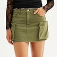 thumbnail image 1 of Juniors' Tinseltown Denim Cargo Mini Skirt Color: Olive Size: MEDIUM, 1 of 4