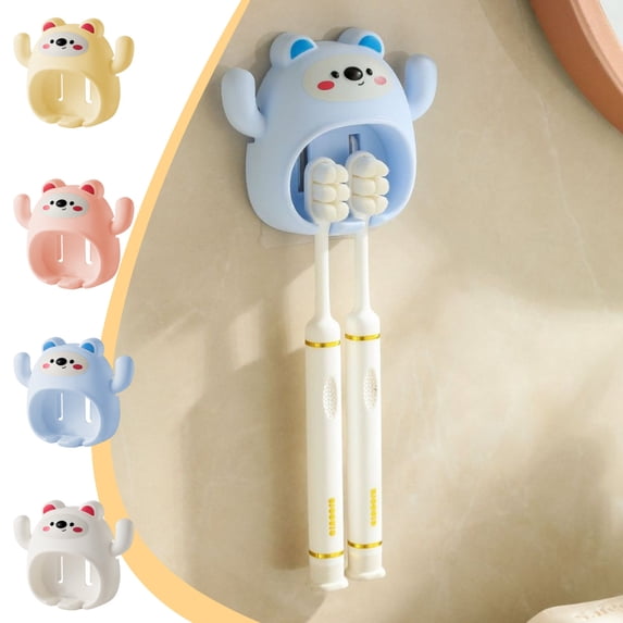 Juniors Toothbrush Set with Strong Suction Cup and Cute Designs for Easy Bathroom Organization and Fun Oral Care Routines for Toddlers and Youth Topliu